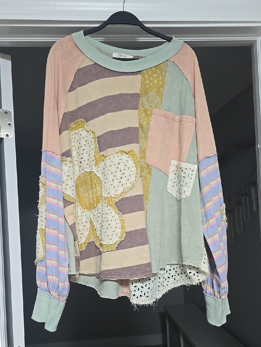 Oli & Hali Pastel Mint Patchwork Sweater